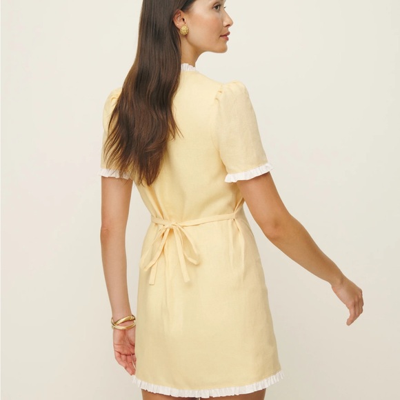 Reformation Breslyn Linen Dress Parmesan - Size XL - Picture 3 of 3